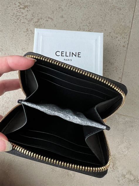 celine triomphe compact wallet|celine zipped card holder.